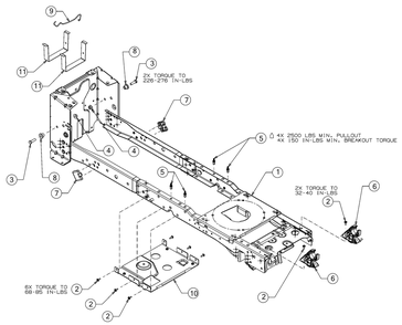 Frame Diagram and Parts List for (13AQA2CA009)(2017) Cub Cadet Lawn Tractor